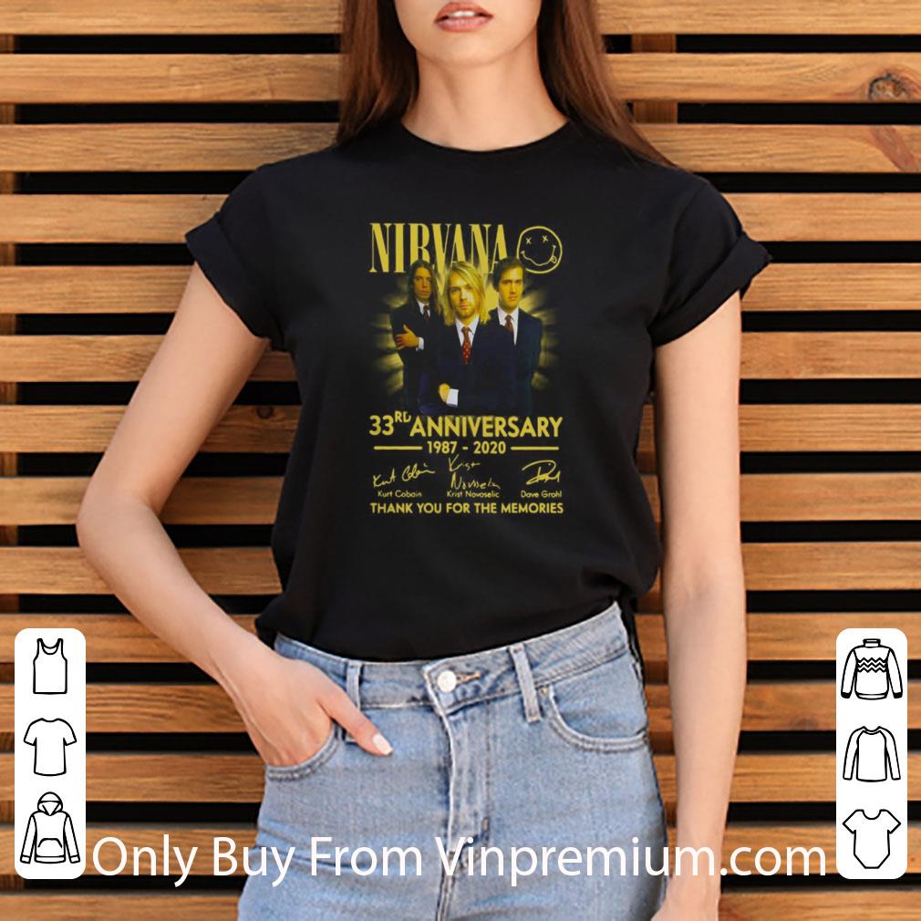 807714ff premium nirvana 33rd anniversary 1987 2020 thank you for the memories signatures shirt 4 - Premium Nirvana 33rd Anniversary 1987 2020 Thank You For The Memories Signatures shirt