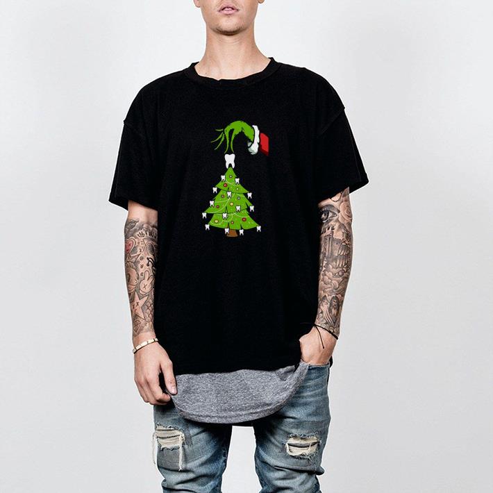 Nice Grinch Hand Holding Tooth Dental Tree Christmas Shirt