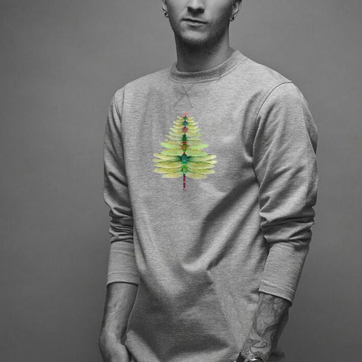 Nice Dragonfly Christmas Tree Print Shirt