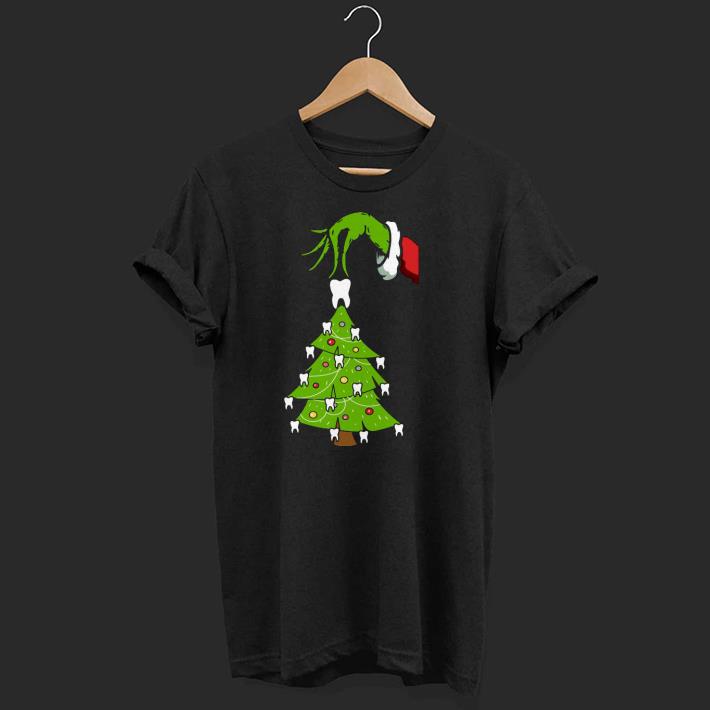 Nice Grinch Hand Holding Tooth Dental Tree Christmas Shirt