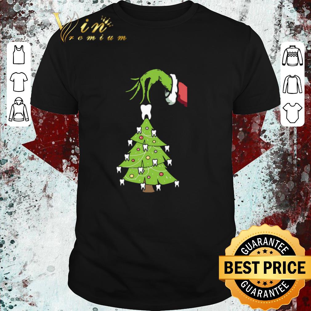 Premium Grinch Hand Holding Tooth Dental Tree Christmas shirt