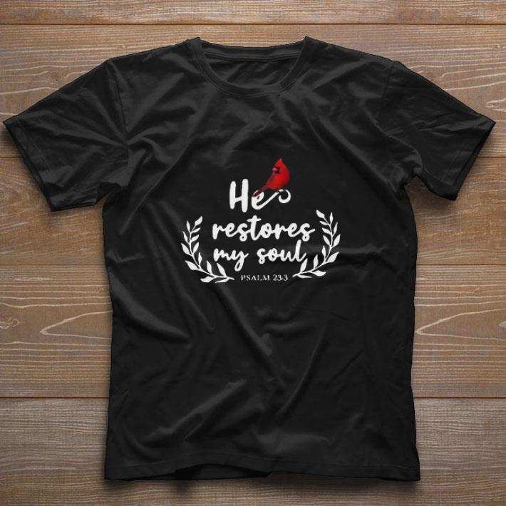 Top Bird He Restores My Soul Psalm 23 3 shirt
