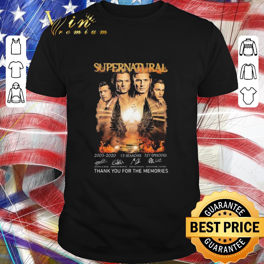 Top Supernatural 2005 2020 15 Seasons 327 Episodes Thank You For The Memories Signatures shirt