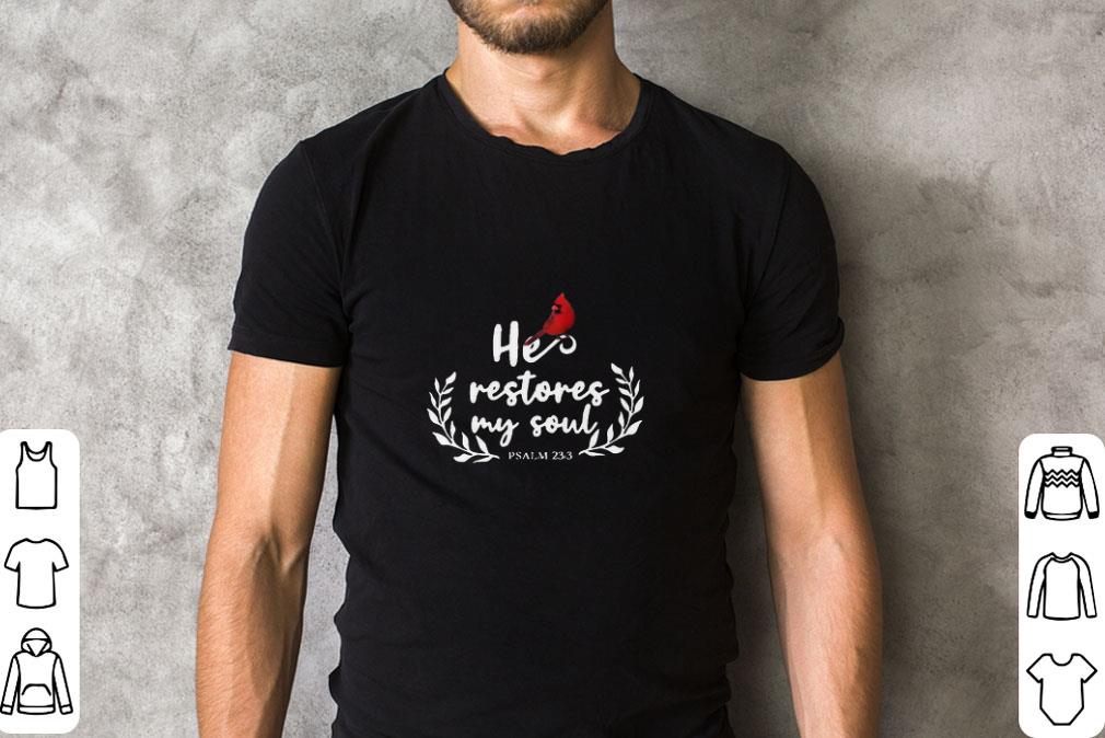 Top Bird He Restores My Soul Psalm 23 3 shirt