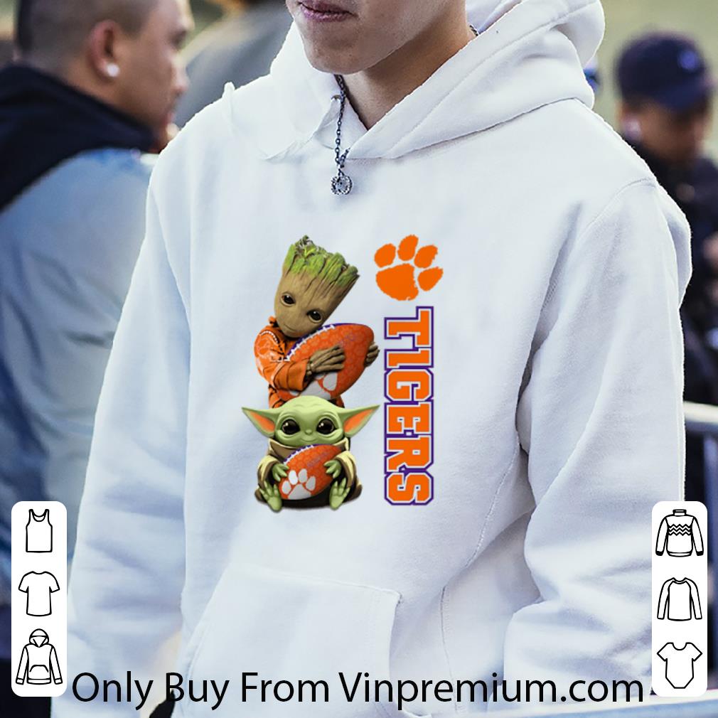 07f7cabe original baby groot and baby yoda hug clemson tigers star wars shirt 4 - Original Baby Groot and Baby Yoda hug Clemson Tigers Star Wars shirt