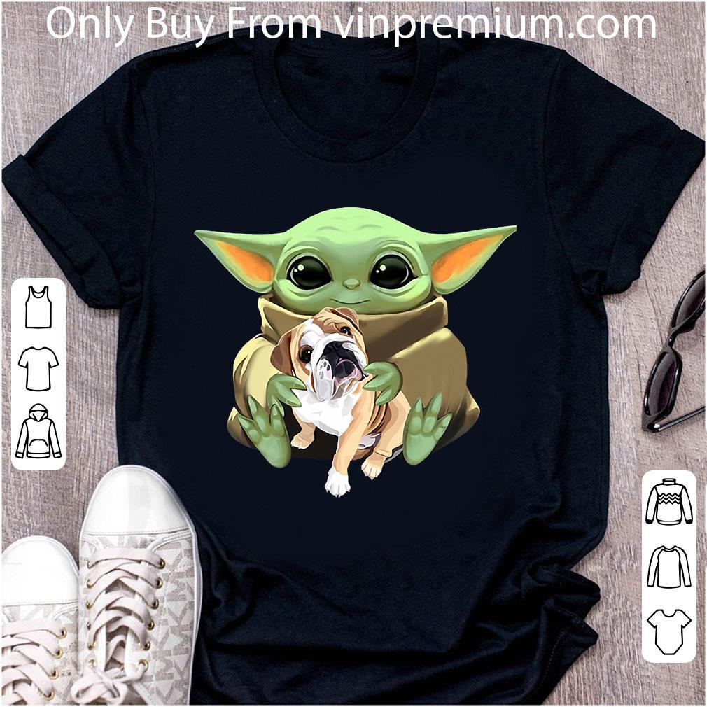 Premium Star Wars Baby Yoda Hug Bulldog shirt
