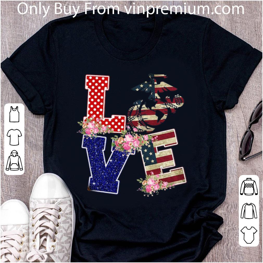 Official Love Marines Symbol Flower American Flag shirt