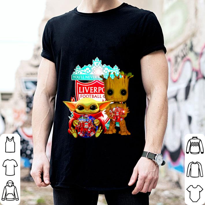 Baby Yoda And Baby Groot Hug Football Liverpool FC shirt