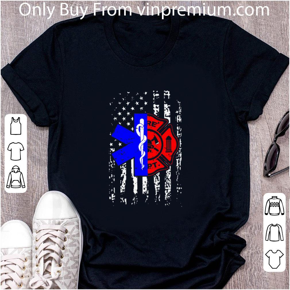 Nice Nurse EMT and Firefighter American Flag shirt