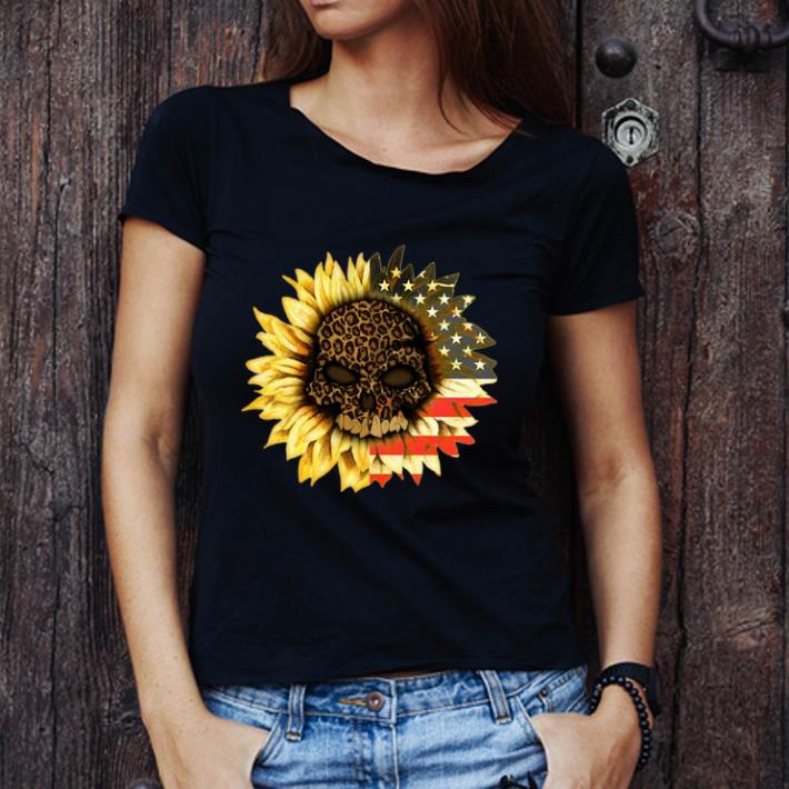 Awesome American flag USA Sunflower Skull leopard shirt