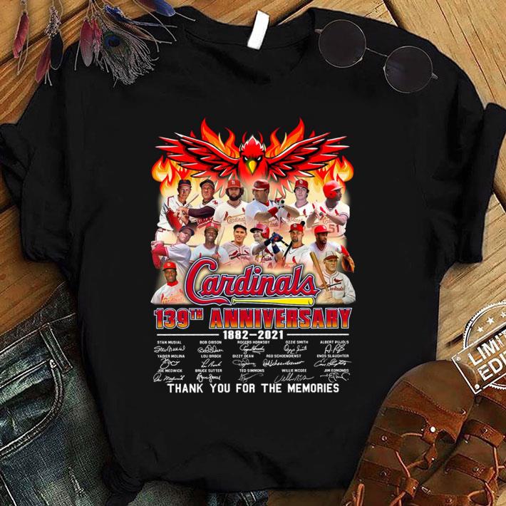 Premium St. Louis Cardinals 139th anniversary 1882-2021 signatures thank you for the memories shirt