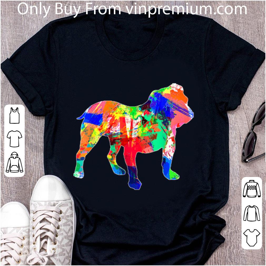 Awesome Trippy Watercolor Painting Psychedelic Art English Bulldog T- shirt