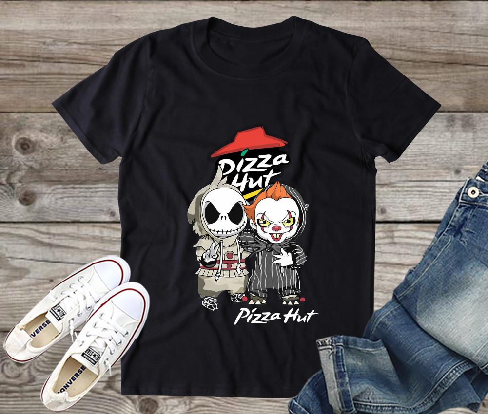 Funny Jack Skellington And Pennywise Peace Pizza Hut Shirt, Jack Skellington Shirt, Pennywise Shirt