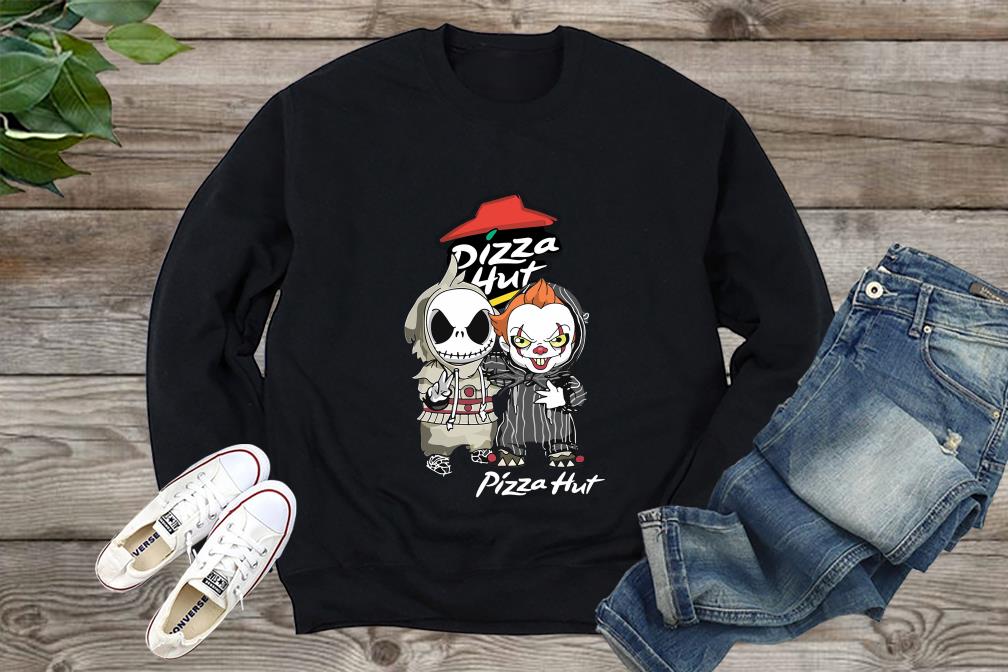 Funny Jack Skellington And Pennywise Peace Pizza Hut Shirt, Jack Skellington Shirt, Pennywise Shirt