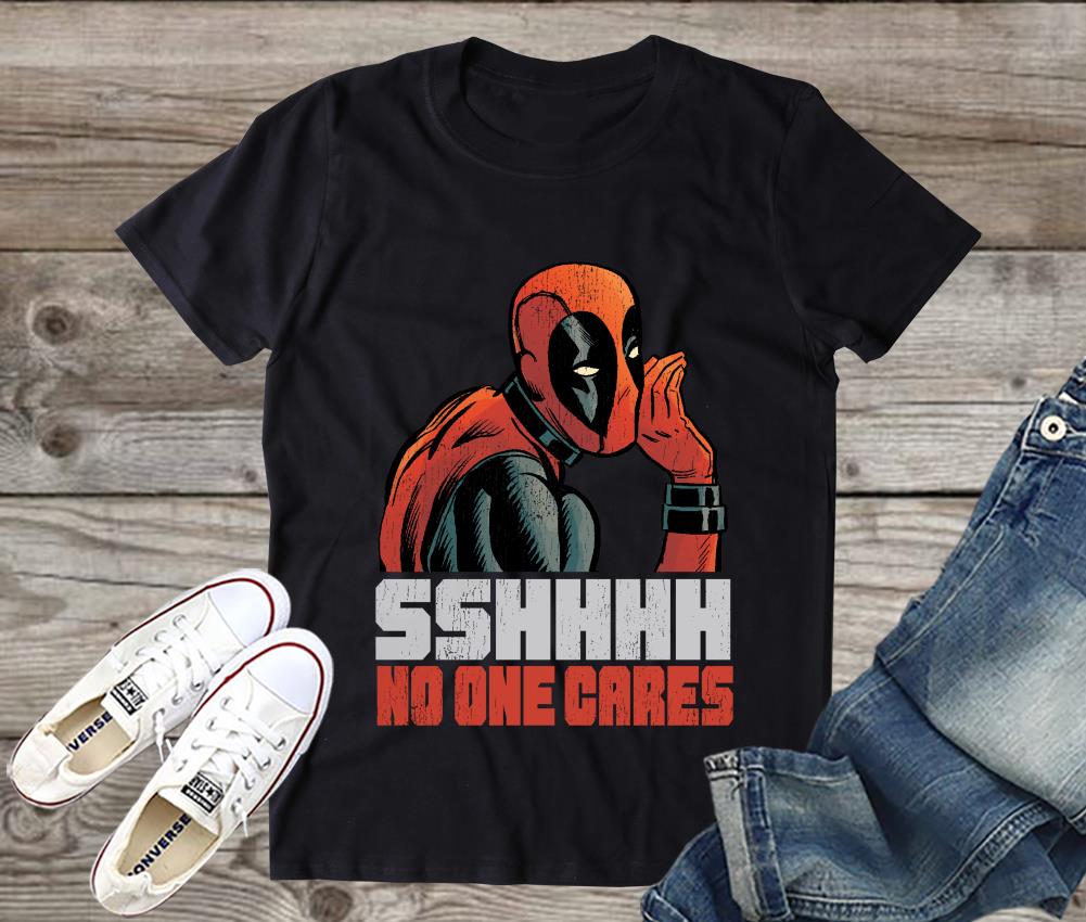 Marvel Deadpool Shhh No One Cares Shirt, Marvel Deadpool Shirt