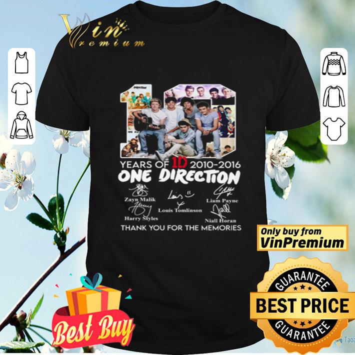 10 Years of 1D 2010-2016 One Direction thank you for the memories signatures shirt