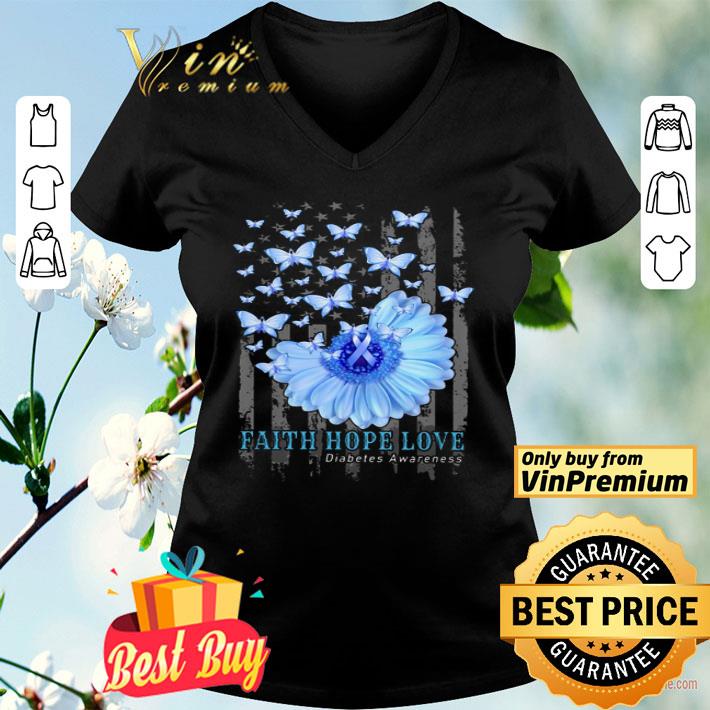 Butterfly Flower Faith Hope Love Diabetes Awareness American Flag shirt