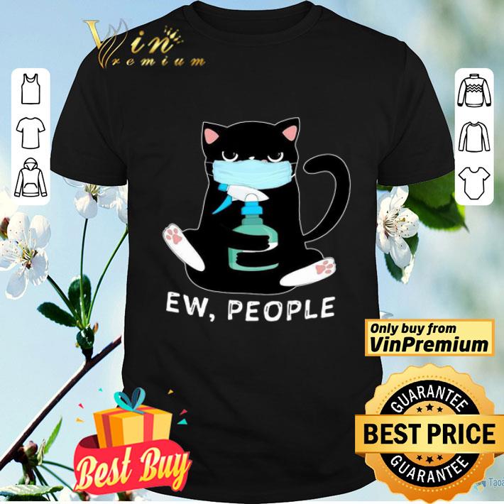 Black Cat Wear Face Mask Ew, People shirt