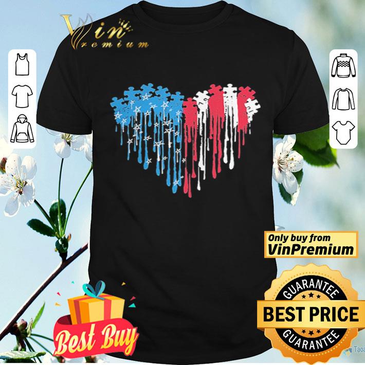 Autism heart American flag veteran Independence Day shirt