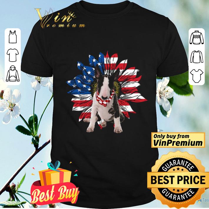 Bull Terrier Sunflowers American Flag shirt