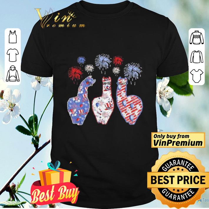 Patriotic llamas firework american flag independence day shirt