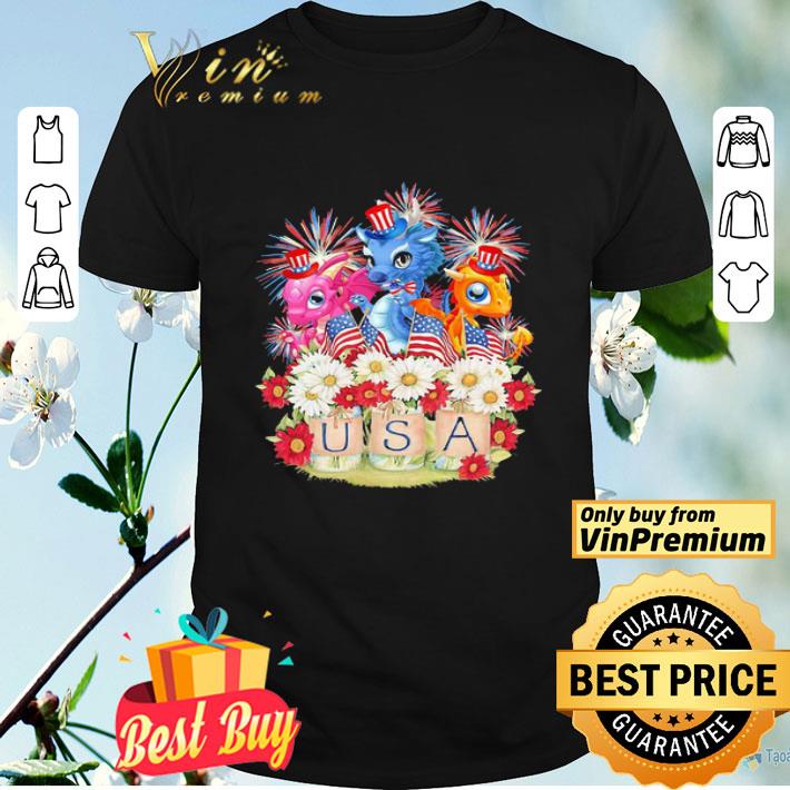 Independence Day dragon firework flag flower USA shirt