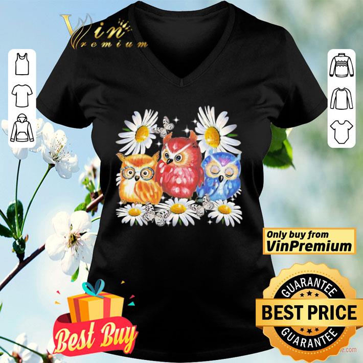 Flowers daisy butterflys owls shirt