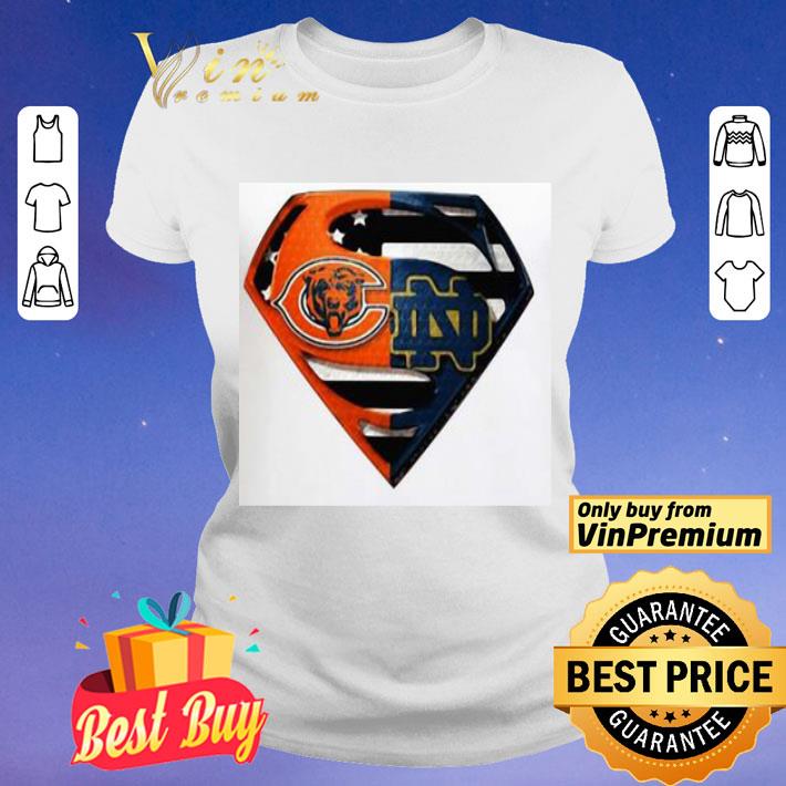 Superhero Chicago Bears And Notre Dame Diamond American Flag Independence Day shirt