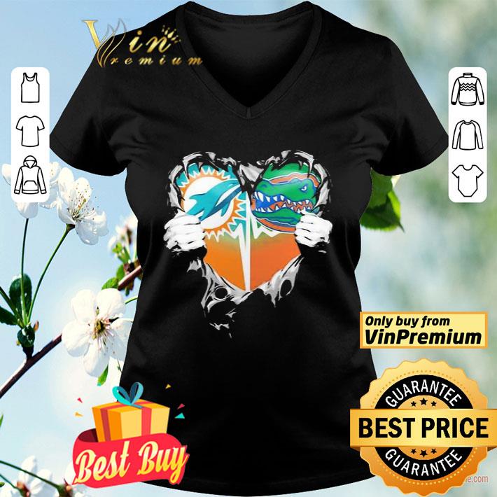 Blood inside miami dolphins vs florida gators heart shirt