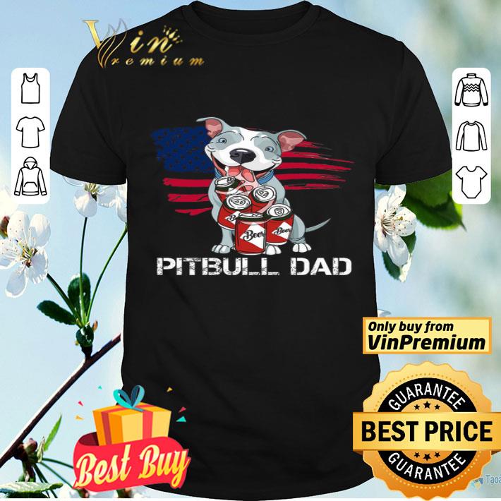 Pitbull Dad Beer American Flag Happy Father's Day shirt