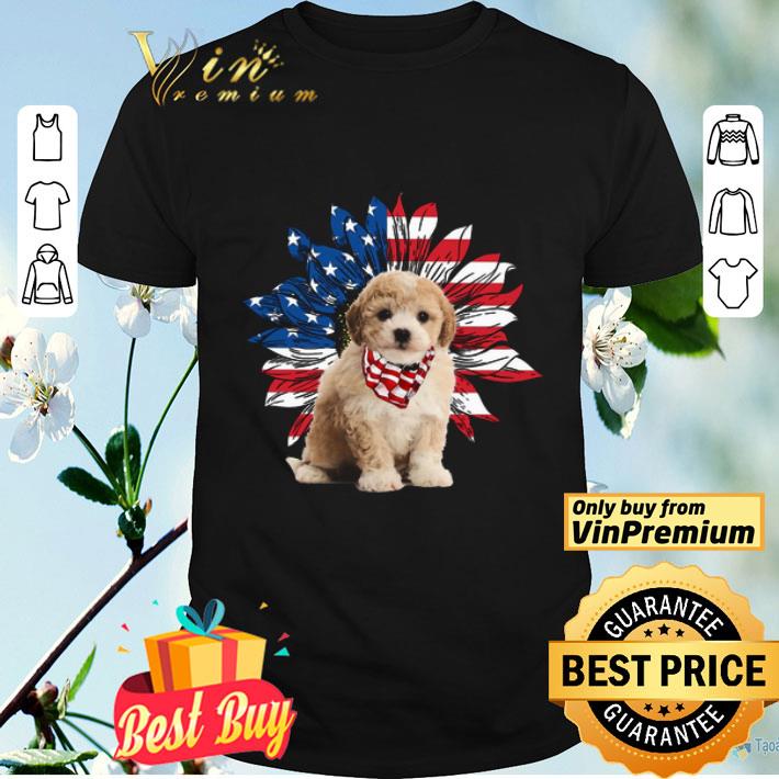 Cavapoochon Sunflowers American Flag shirt