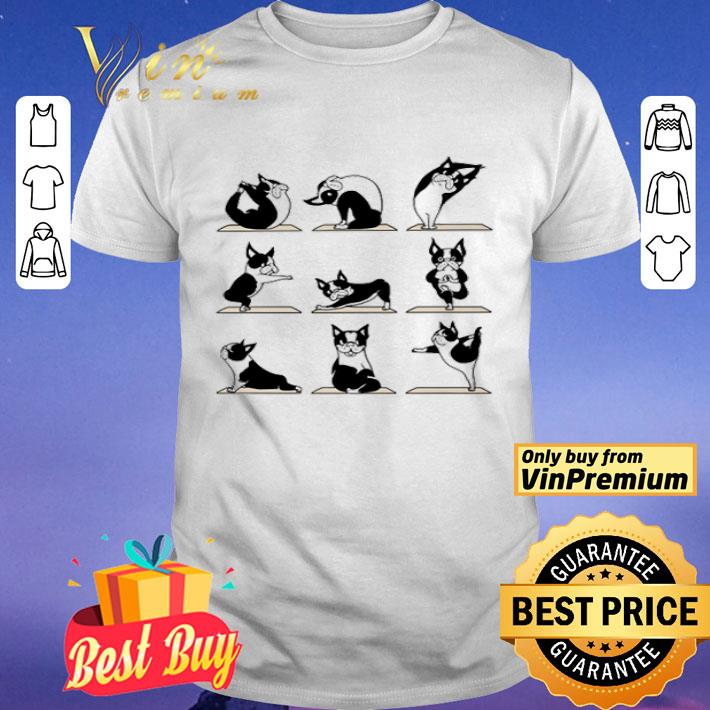 Namaste Bostie doing yoga shirt