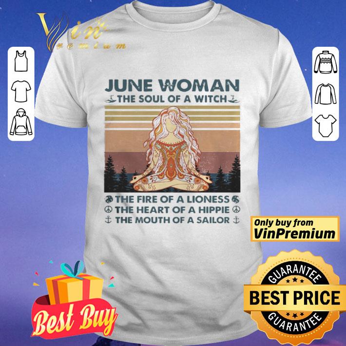 June woman the soul of a witch the fire of a lioness yoga vintage shirt