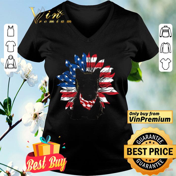 Scottish Terrier Sunflowers American Flag shirt