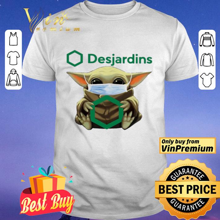Baby Yoda hug Desjardins Group shirt