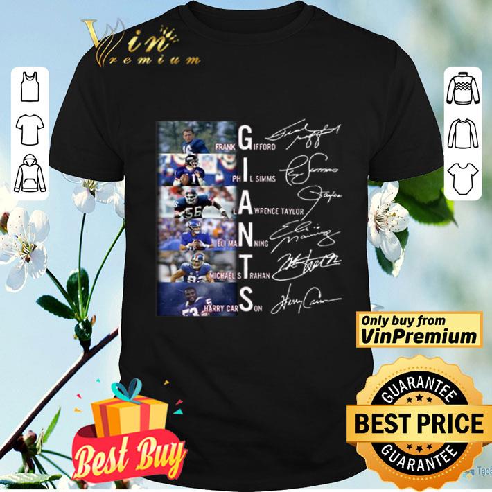 Giants Frank Figgord Phil Simms Lawrence Taylor Eli Manning Michael Strahan Harry Carson shirt