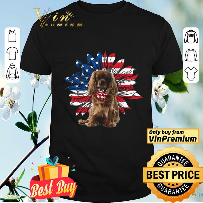 Ruby Cavalier King Charles Spaniel Sunflower American Flag shirt