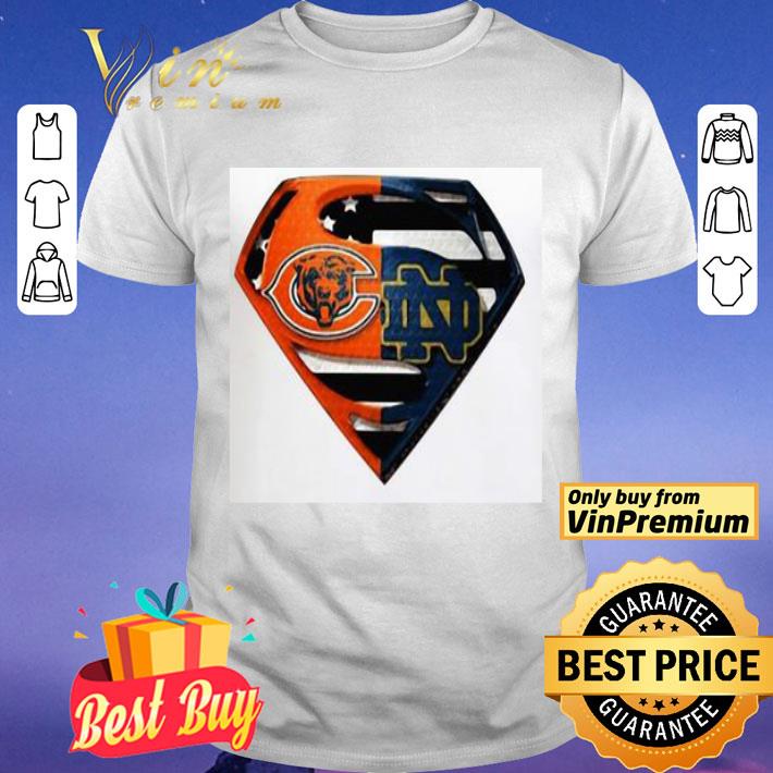 Superhero Chicago Bears And Notre Dame Diamond American Flag Independence Day shirt