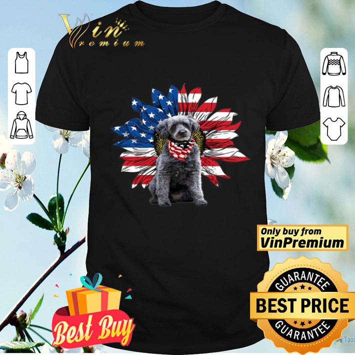 Schnoodle Dog Sunflowers American Flag shirt