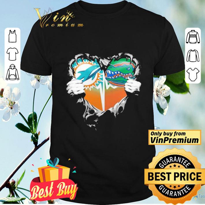 Blood inside miami dolphins vs florida gators heart shirt