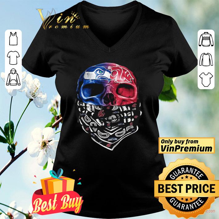 Skull seattle seahawks and washington state cougars heart it’s in my dna shirt