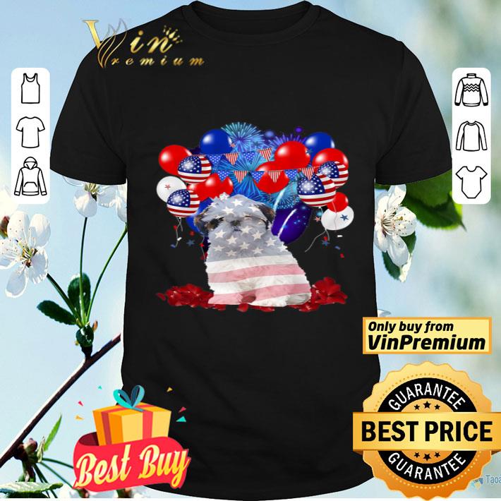 Shih Tzu Happy 4th July American Balloons Flag Dog shirt