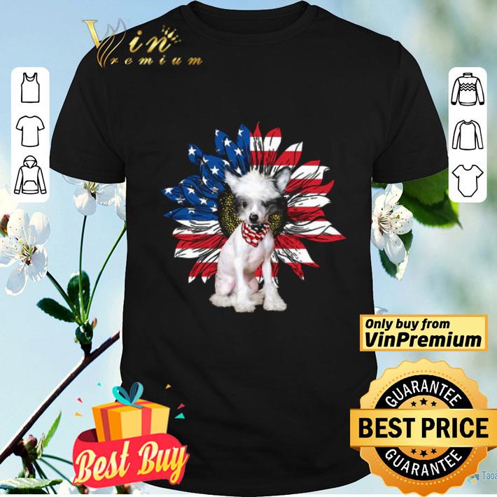 Chinese Crested Sunflowers American Flag shirt