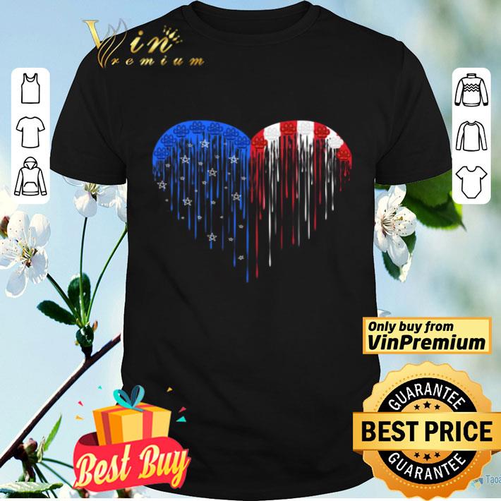 Dog Paws Heart American Flag shirt