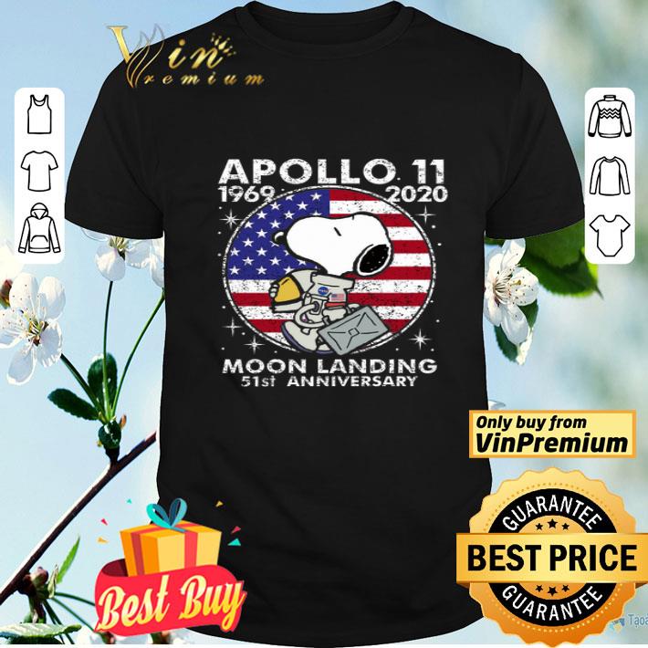 Snoopy American Flag Apollo 11 1969 2020 Moon Landing 51st Anniversary shirt