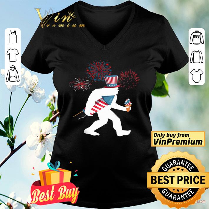 Bigfoot Ice Cream Fireworks Funny American 4th Of July Cool shirt