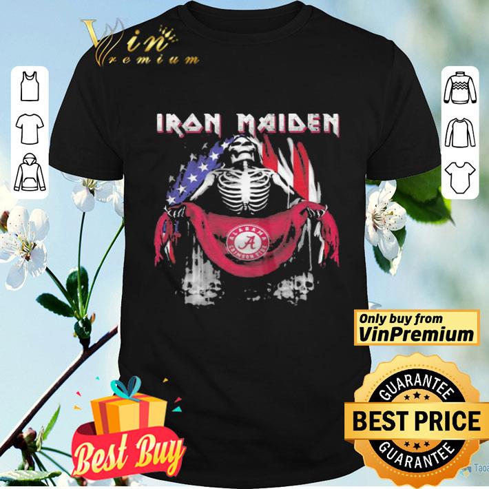 Skeleton Iron Maiden Alabama Crimson Tide Logo American Flag Independence Day shirt