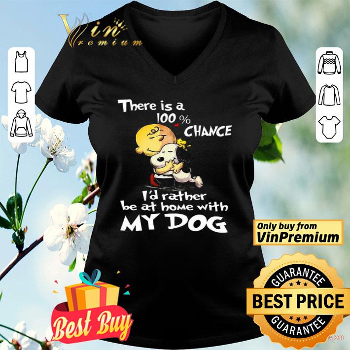 Charlie Brown Hug Snoopy There Is A 100% Chance I'd Rather Be At Home shirt