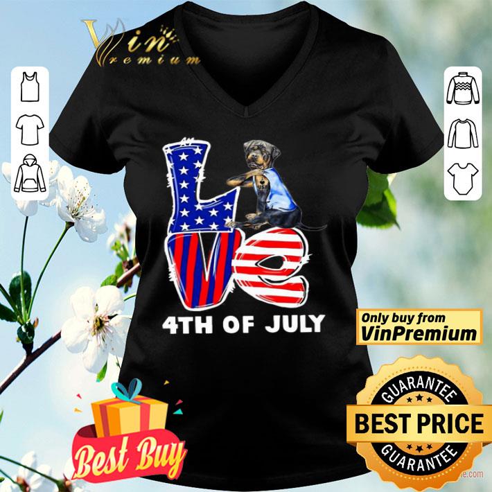 Rottweiler Dog Tattoo I Love USA 4th Of July shirt