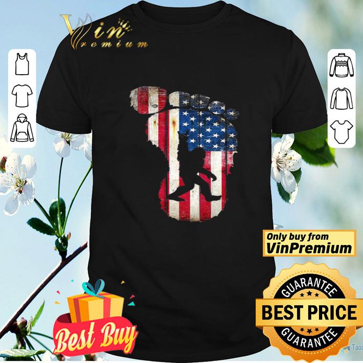 Bigfoot Footprint American Flag Happy 4th Of July shirt